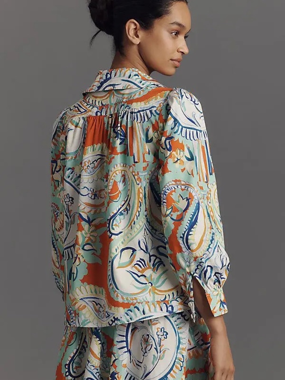 Hunter Bell Women's Multicolor Floral Paisley Button-Up Top - Picture 2 of 3